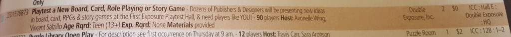 One of many FEPH Gencon Catalog Entries